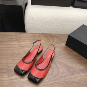 Chanel Coco Two-Tone Patent Leather Slingback Pumps