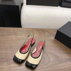 Chanel Coco Two-Tone Patent Leather Slingback Pumps