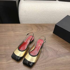 Chanel Coco Two-Tone Patent Leather Slingback Pumps