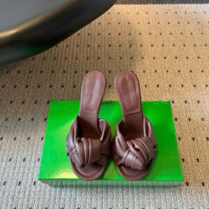 Bottega Veneta Cherry Leather Knot Mules 9cm