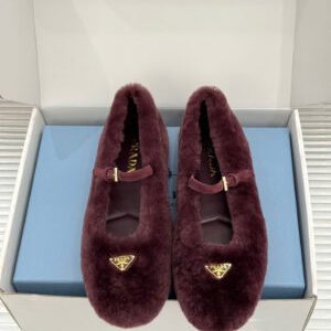 Prada Ballerinas Shearling Flat Shoes