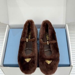 Prada Ballerinas Shearling Flat Shoes