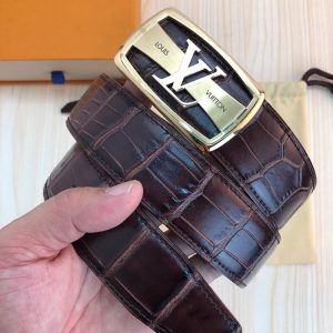 Louis Vuitton Brown Crocodile Leather Belt