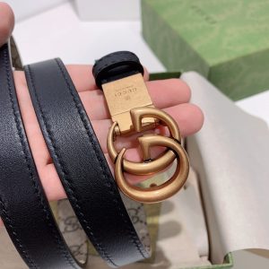 Gucci Marmont Thin Leather Belt With Shiny Buckle