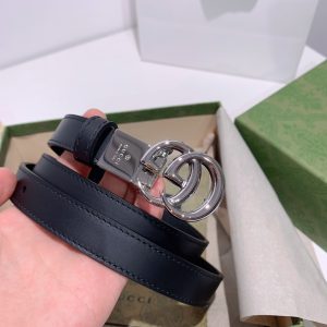 Gucci Marmont Thin Leather Belt With Metal Buckle