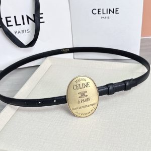 Celine Maison Celine Belt 13mm In Taurillon Leather Black