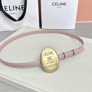 Celine Maison Celine Belt 13mm In Taurillon Leather Light Pink