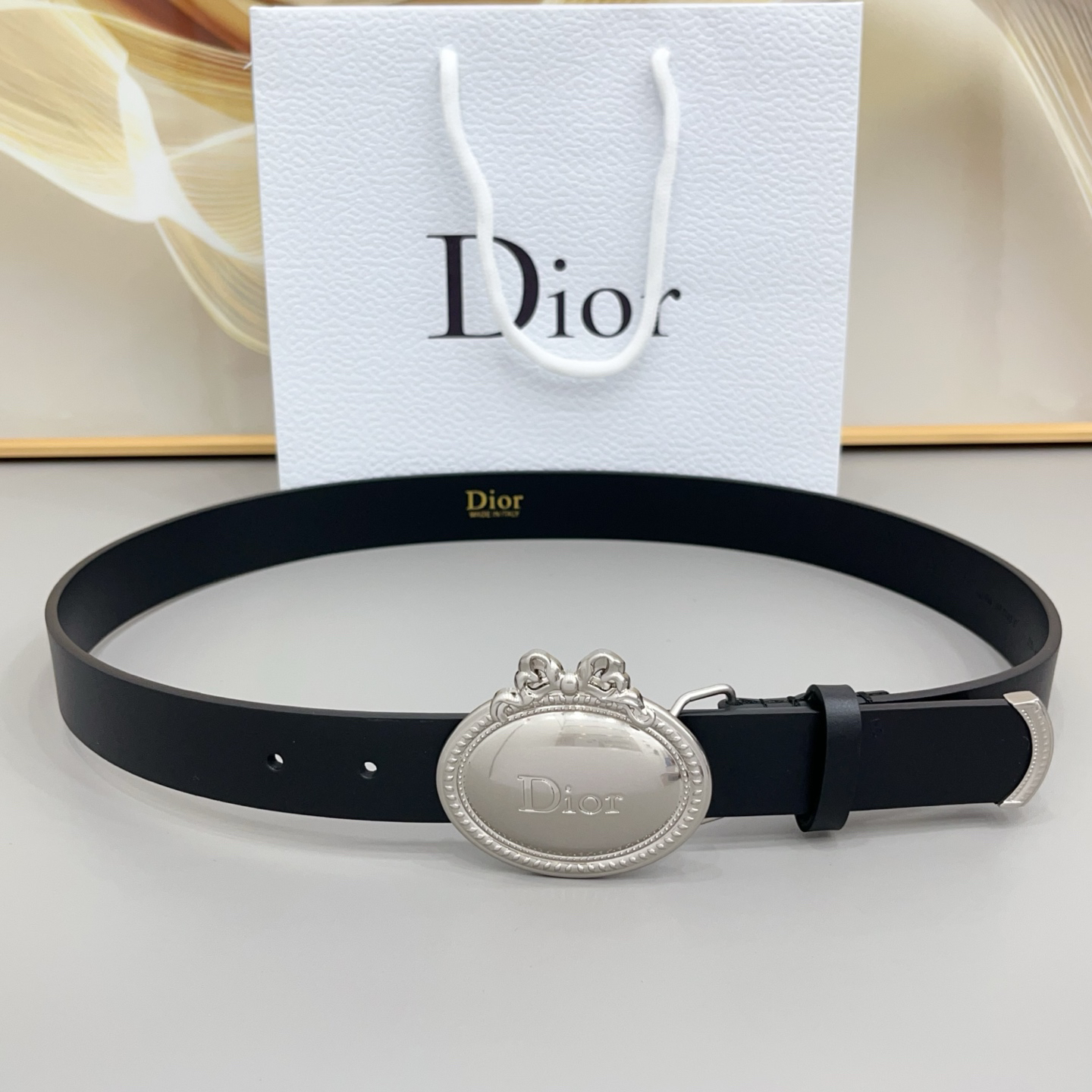 Dior Médaillon Belt Black Calfskin, 30 MM