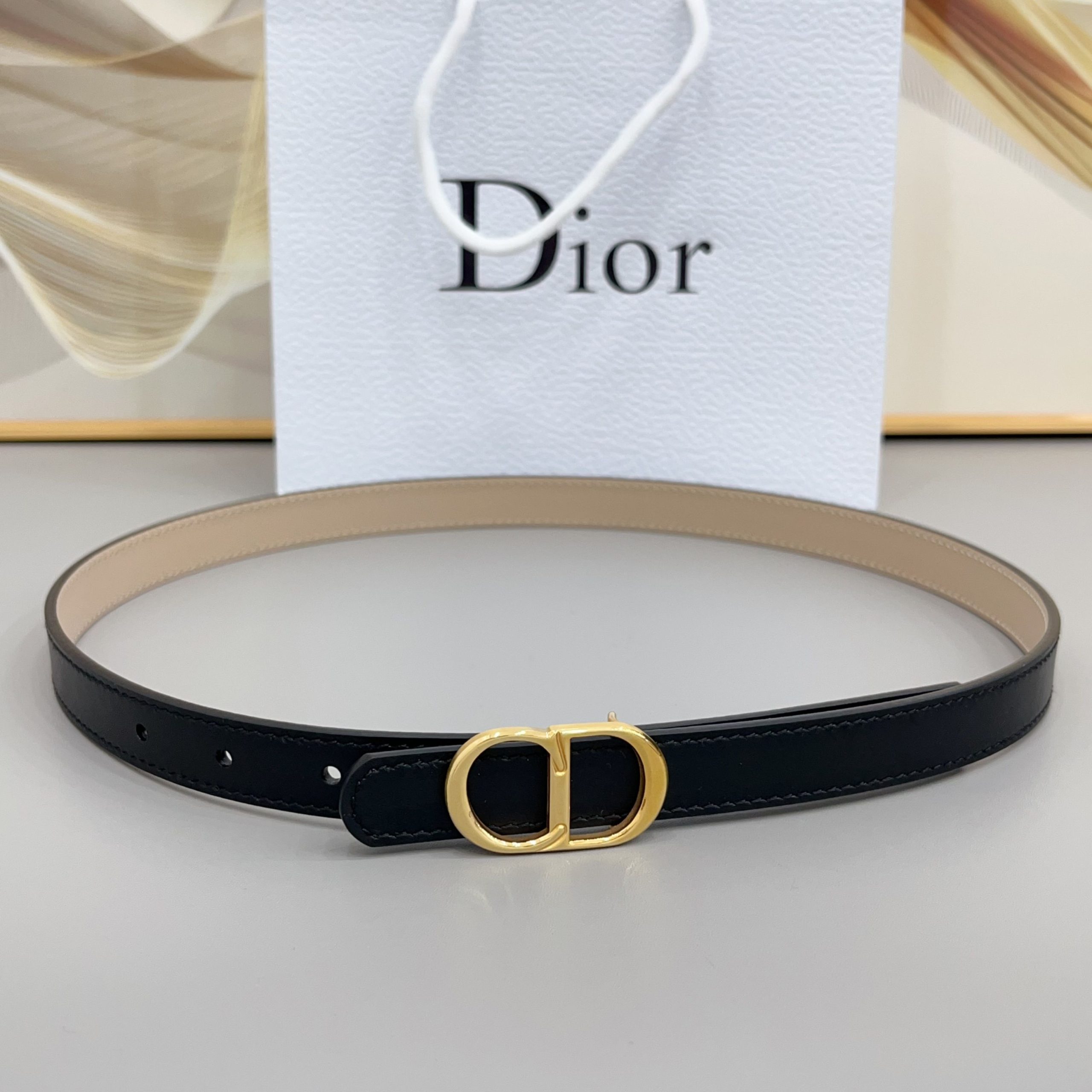 Dior Reversible CD Icon Belt Black and Trench Smooth Calfskin, 20 MM