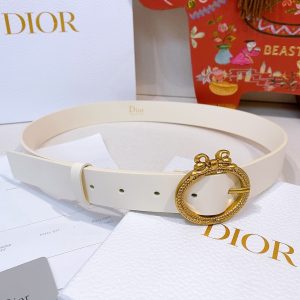 Dior Médaillon Belt White Smooth Calfskin, 30 MM