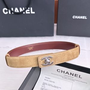 Chanel Leather belt Suede Calfskin & Metal Dark Beige & Silver