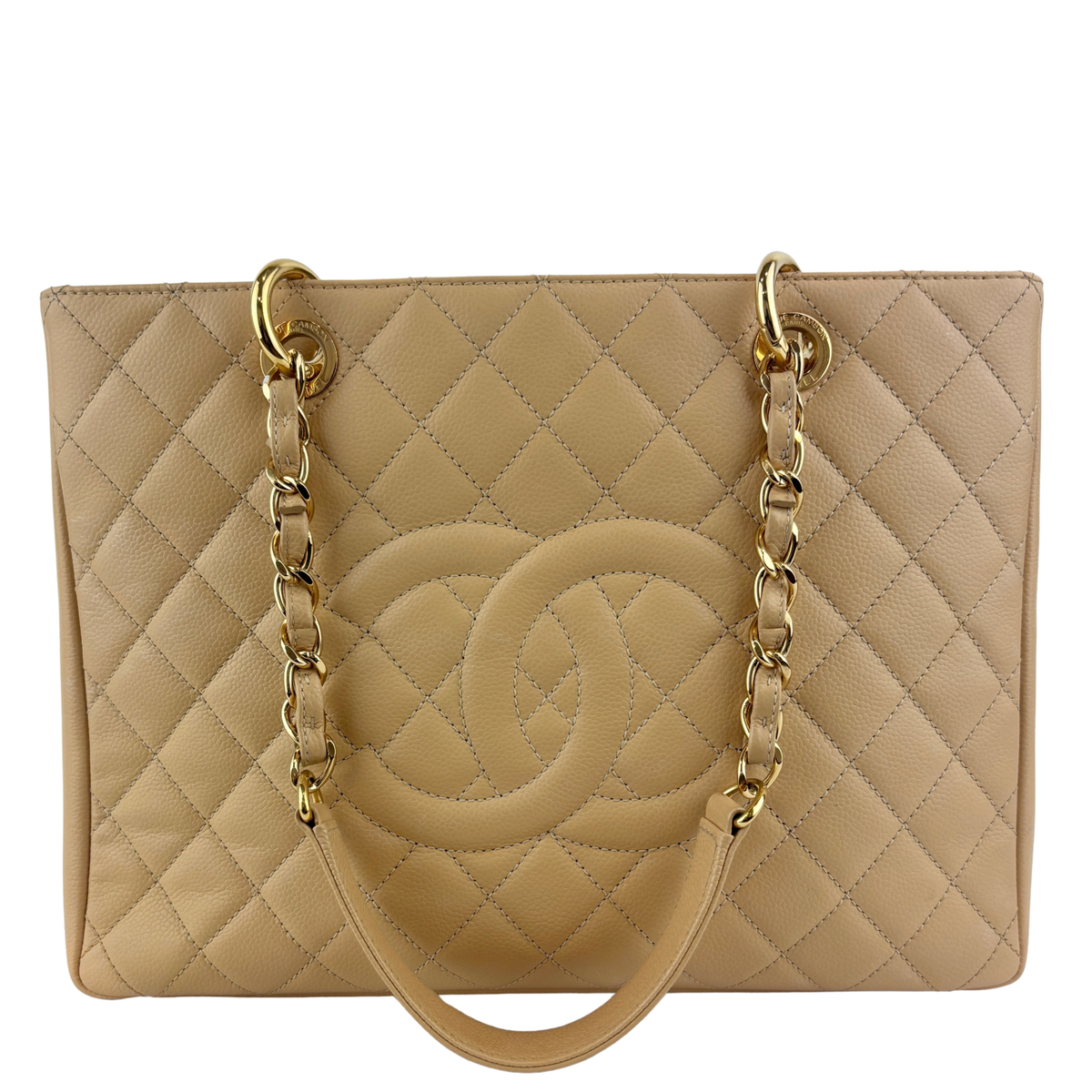 GST Tote in Beige Caviar GHW