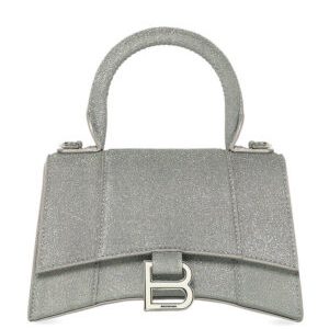 Balenciaga Hourglass XS Handbag In Glitter Material Gray