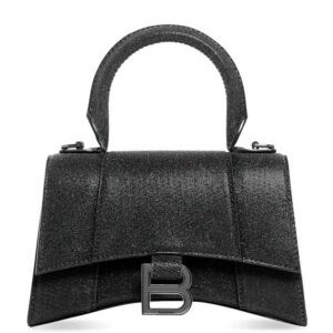 Balenciaga Hourglass XS Handbag In Glitter Material Black