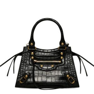 Balenciaga Neo Classic Xs Handbag Crocodile Embossed Black