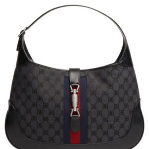 Balenciaga Hacker Small Hobo Bag In Jacquard Canvas Black