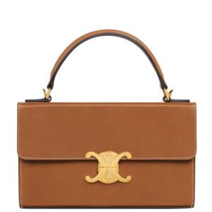 Celine Box Triomphe In Natural Calfskin Coffee