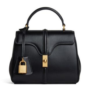 Celine Mini 16 In Natural Calfskin Black