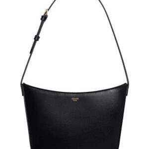 Celine Medium Celine Croque Bag In Shiny Calfskin Black