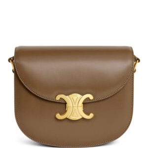 Celine Teen Besace Triomphe In Shiny Calfskin Coffee