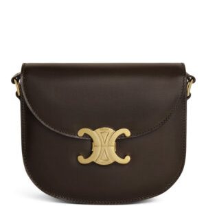 Celine Teen Besace Triomphe In Shiny Calfskin Dark Coffee