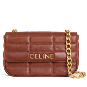 Celine Chain Shoulder Bag Matelasse Monochrome Coffee