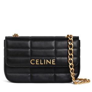 Celine Chain Shoulder Bag Matelasse Monochrome Black