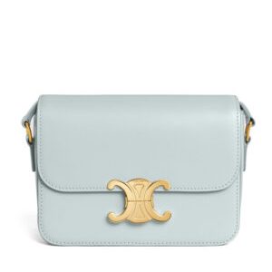 Celine Teen Triomphe Bag In Shiny Calfskin Blue