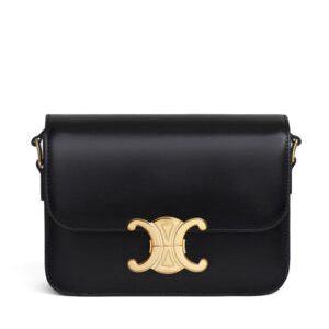 Celine Teen Triomphe Bag In Shiny Calfskin Black