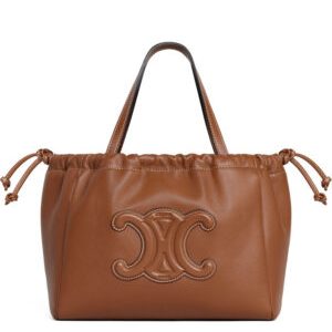 Celine Small Cabas Drawstring Cuir Triomphe In Smooth Calfskin Coffee