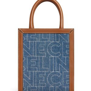 Celine Mini Vertical Cabas Celine In Denim With Celine All-Over Print Blue