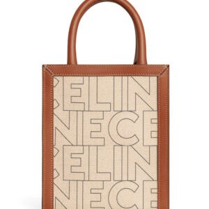 Celine Mini Vertical Cabas Celine In Denim With Celine All-Over Print Cream