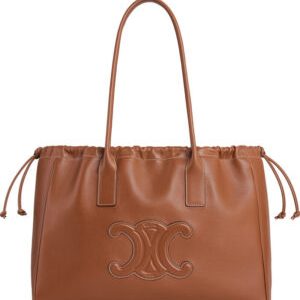Celine Cabas Drawstring Cuir Triomphe In Smooth Calfskin Coffee