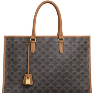 Celine Horizontal Cabas In Triomphe Canvas And Calfskin Coffee