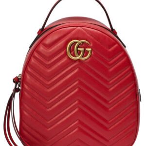 Gucci GG Marmont Quilted Leather Backpack Bag 476671 Red