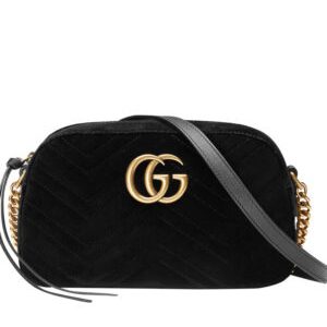 Gucci GG Marmont velvet small shoulder bag 447632 Black