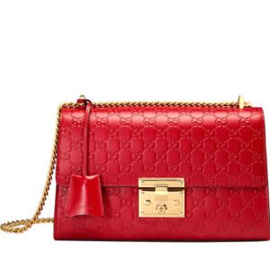 Gucci Padlock medium Gucci Signature shoulder bag 409486 Red