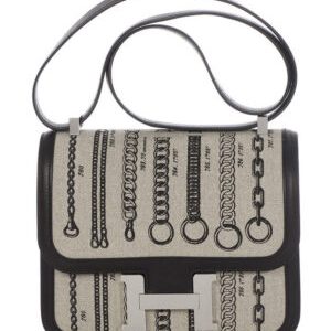 Hermes Constance 24 Limited Edition De Camp Dechainee Toile Bag Black