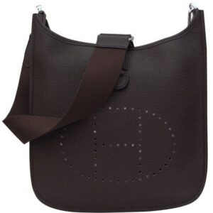 Hermes Tan Evelyne Shoulder Togo III PM Bag Dark Coffee