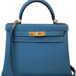 Hermes Kelly Bag 25 Togo Leather Blue