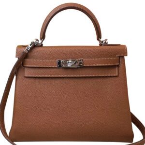Hermes Kelly Bag 25 Togo Leather Light Coffee