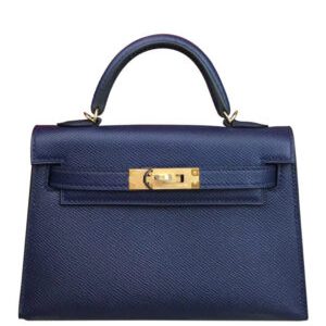 Hermes Kelly Bag 19 Epsom Leather Dark Blue