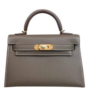 Hermes Kelly Bag 19 Epsom Leather Dark Gray