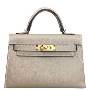 Hermes Kelly Bag 19 Epsom Leather Light Gray