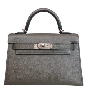 Hermes Kelly Bag 19 Epsom Leather Dark Gray