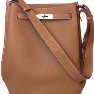 Hermes So Kelly Bag 22 Togo Leather Light Coffee