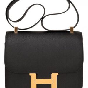 Hermes Epsom Constance 24cm Palladium Hardware Black