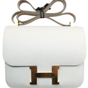 Hermes Epsom Constance 24cm Palladium Hardware White