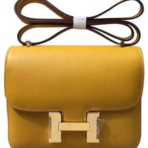Hermes Epsom Constance 24cm Palladium Hardware Yellow