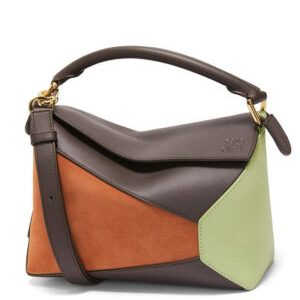 Loewe Small Puzzle Bag In Classic Calfskin And Suede Coffee